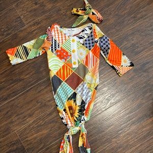 Marie Nicole knot gown size 6-12 months with headband